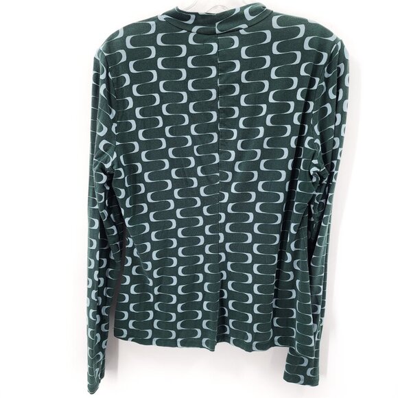 REFORMATION Bailey Printed High Neck Stretch Top Green - Picture 3 of 5
